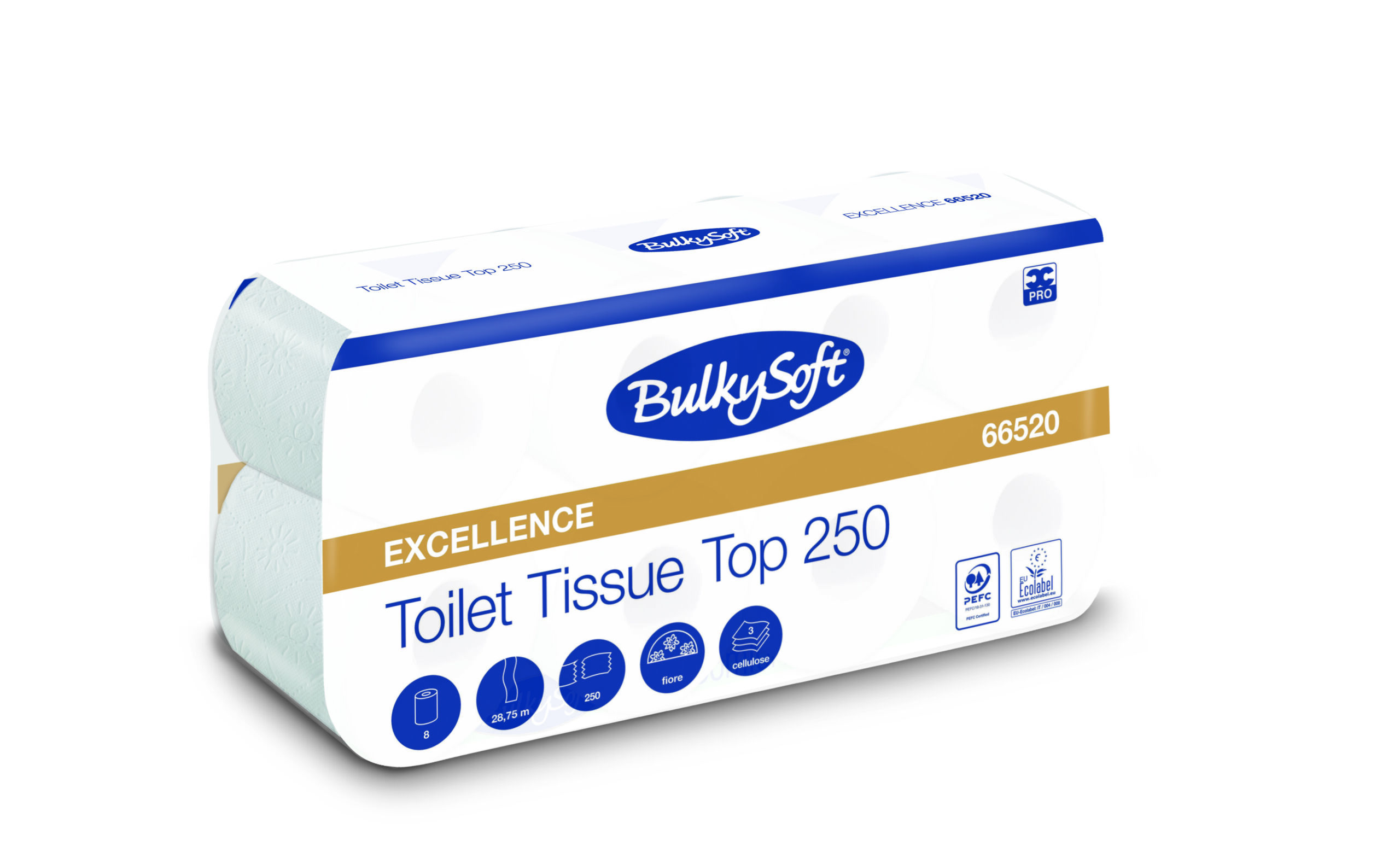 BulkySoft Toiletpapier cellulose Excellence Top 3lgs 250vel 9x8rol 72 rollen - Schoonmaak Groothandel Eindhoven